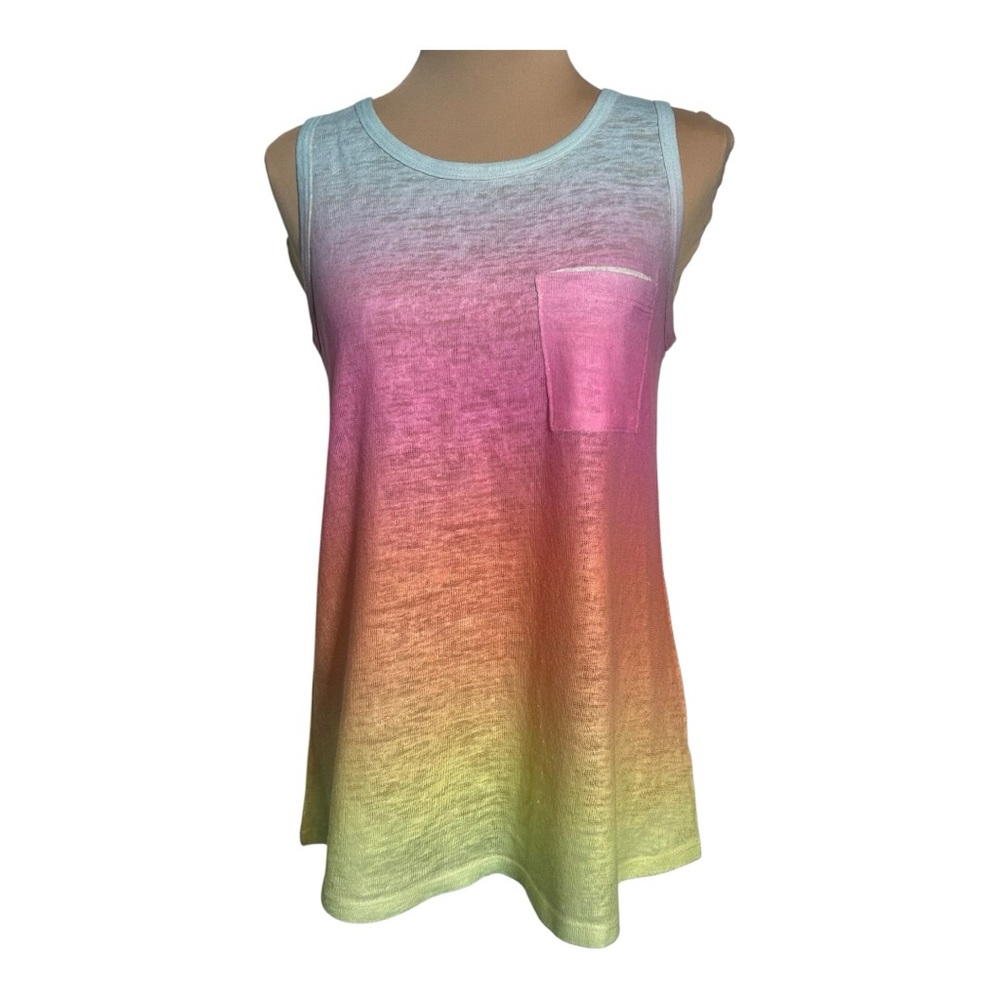 Promesa Ombre Dip Dye Tank Top - Size S, Blue/Pink/Orange/Yellow - Picture 5 of 10